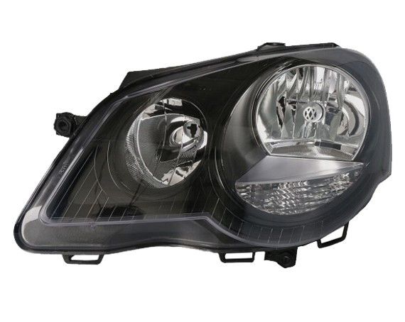 Levé přední světlo Volkswagen Polo (9N3) 05-09 ČERNÉ