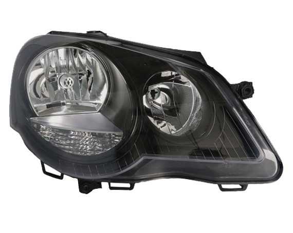 Pravé přední světlo Volkswagen Polo (9N3) 05-09 ČERNÉ